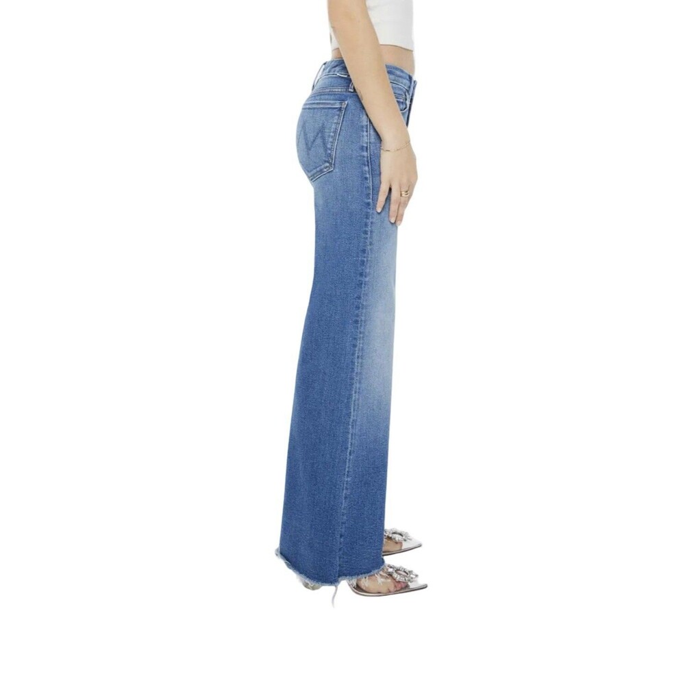 MOTHER The Lil Roller Fray Wide Leg Blue Stretch Jean NWOT Size 27 MSRP $258 - Picture 2 of 14